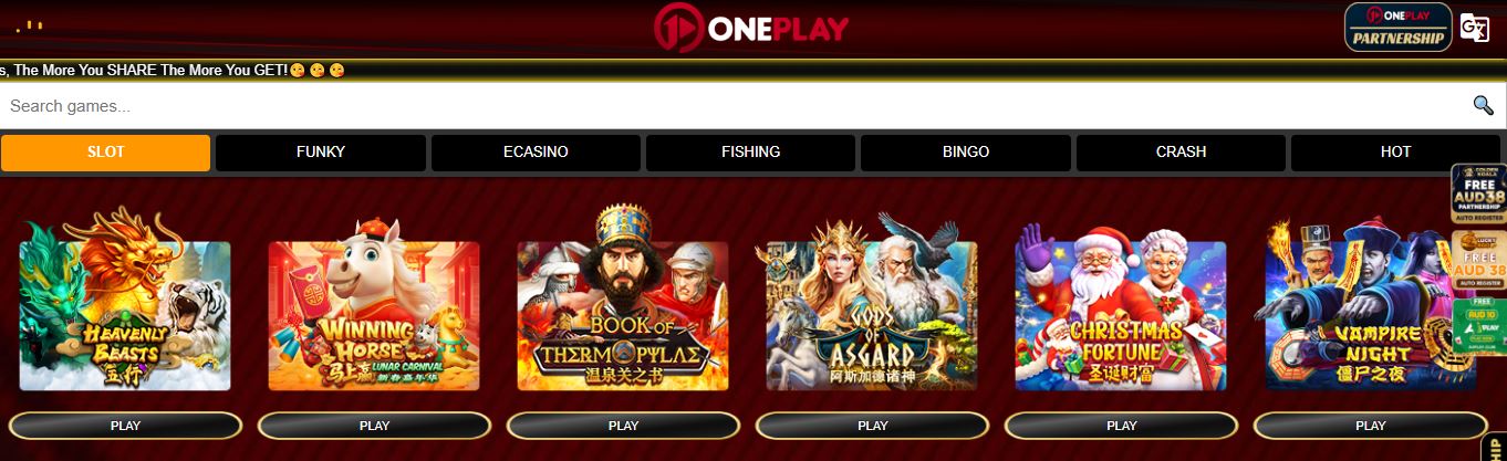 Browse popular slot games and start playing instantly
